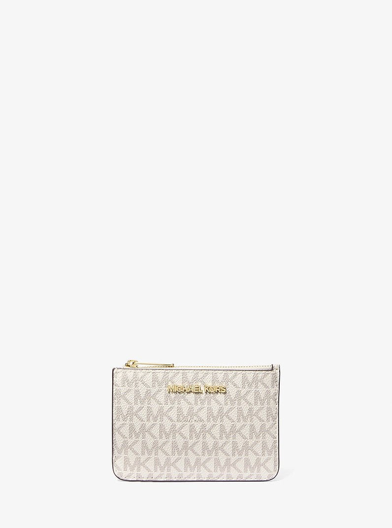 Michael Kors Jet Set Travel Small Signature Logo Coin Purse Vanilla