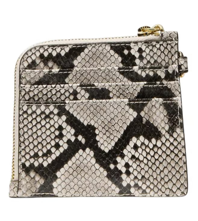 Michael Kors Jet Set Travel Medium Snake Embossed Chain Wallet Lt Cream