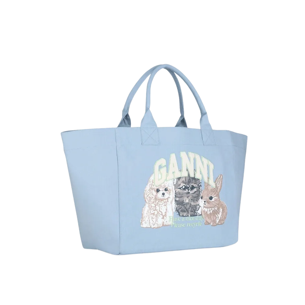 Ganni Blue XXL Animal Print Tote
