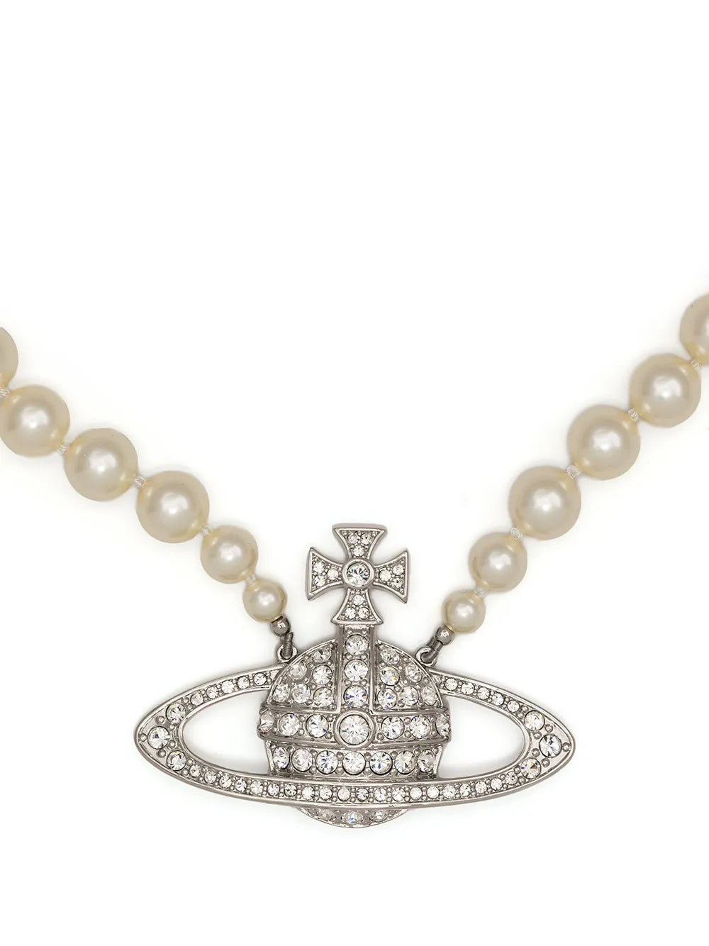 row-pearl orb-charm necklace