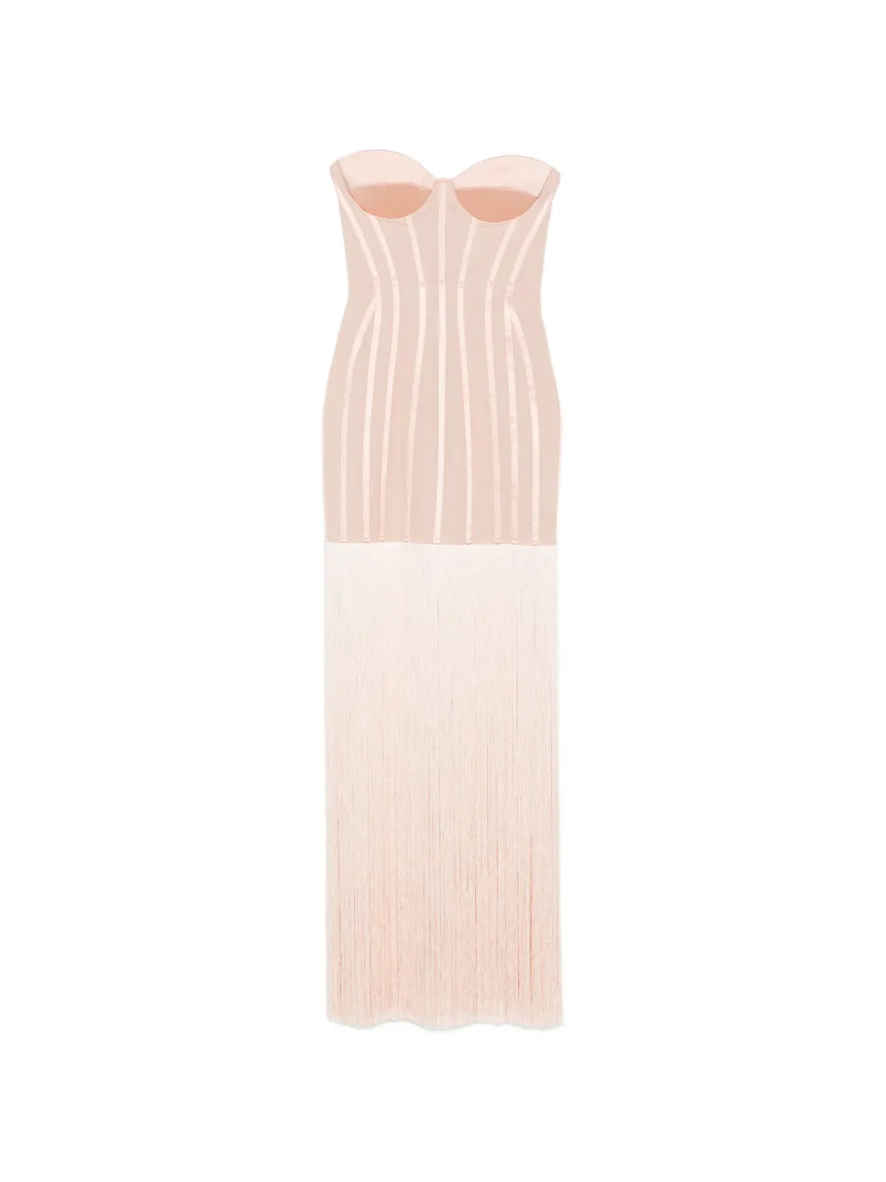 fringe-detail corset maxi dress