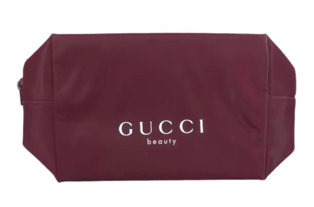 GUCCI Luxury Dark Red Makeup Bag - Portable and Organizable