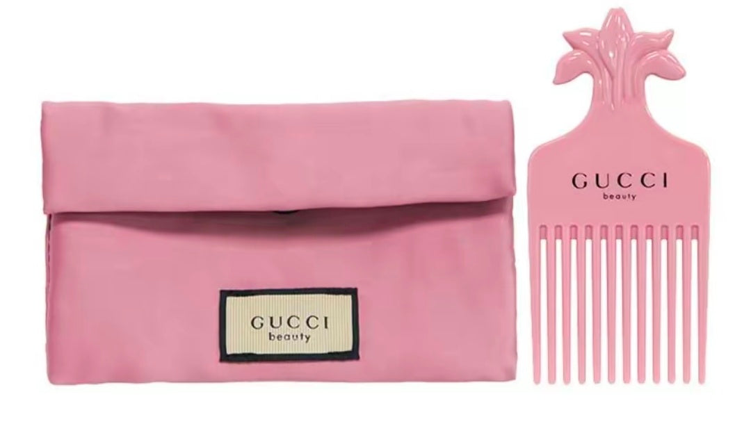 GUCCI Gardenia Comb + Pink Floral Makeup Bag - Portable