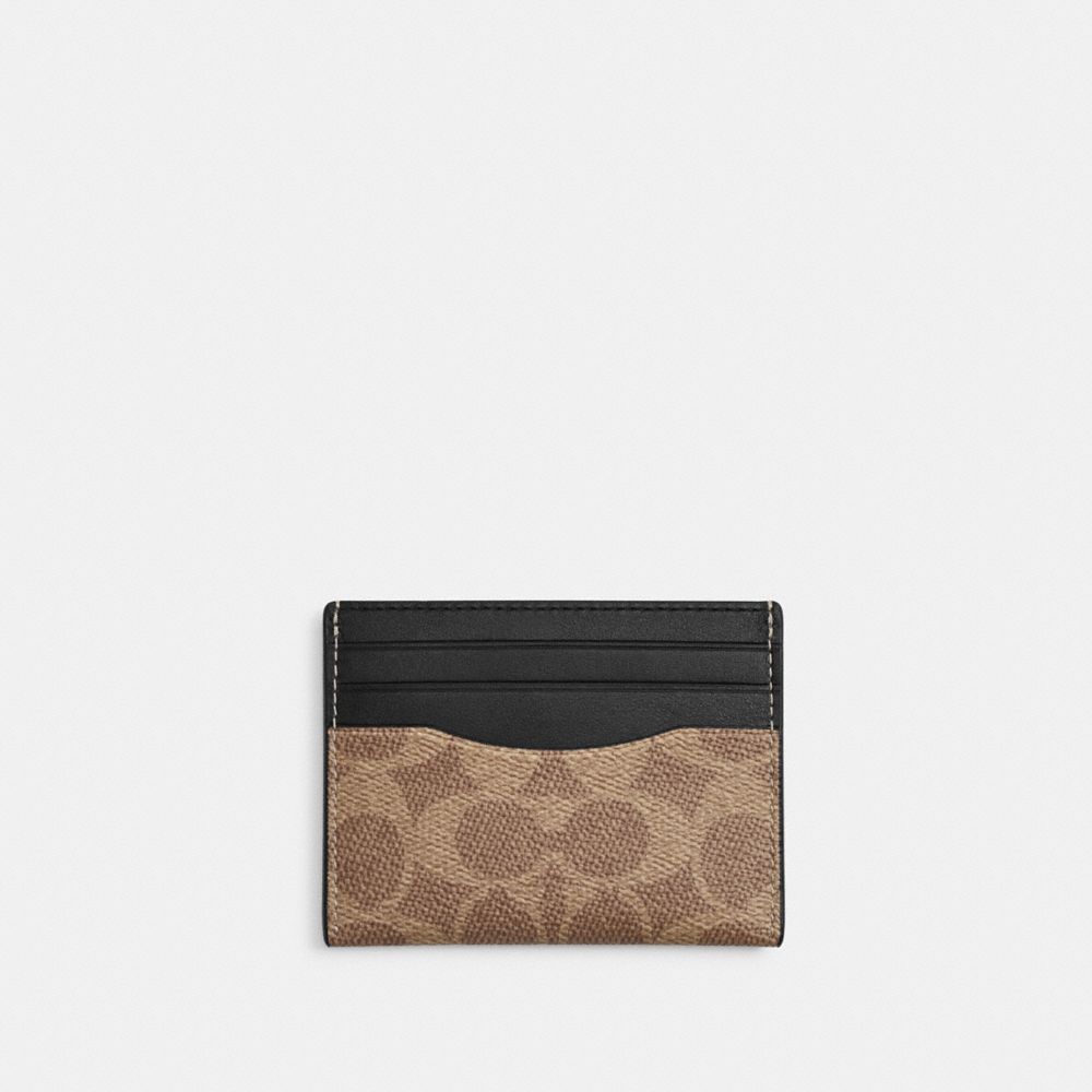 Slim Id Card Case In Signature Canvas signature canvas/Tan & Black