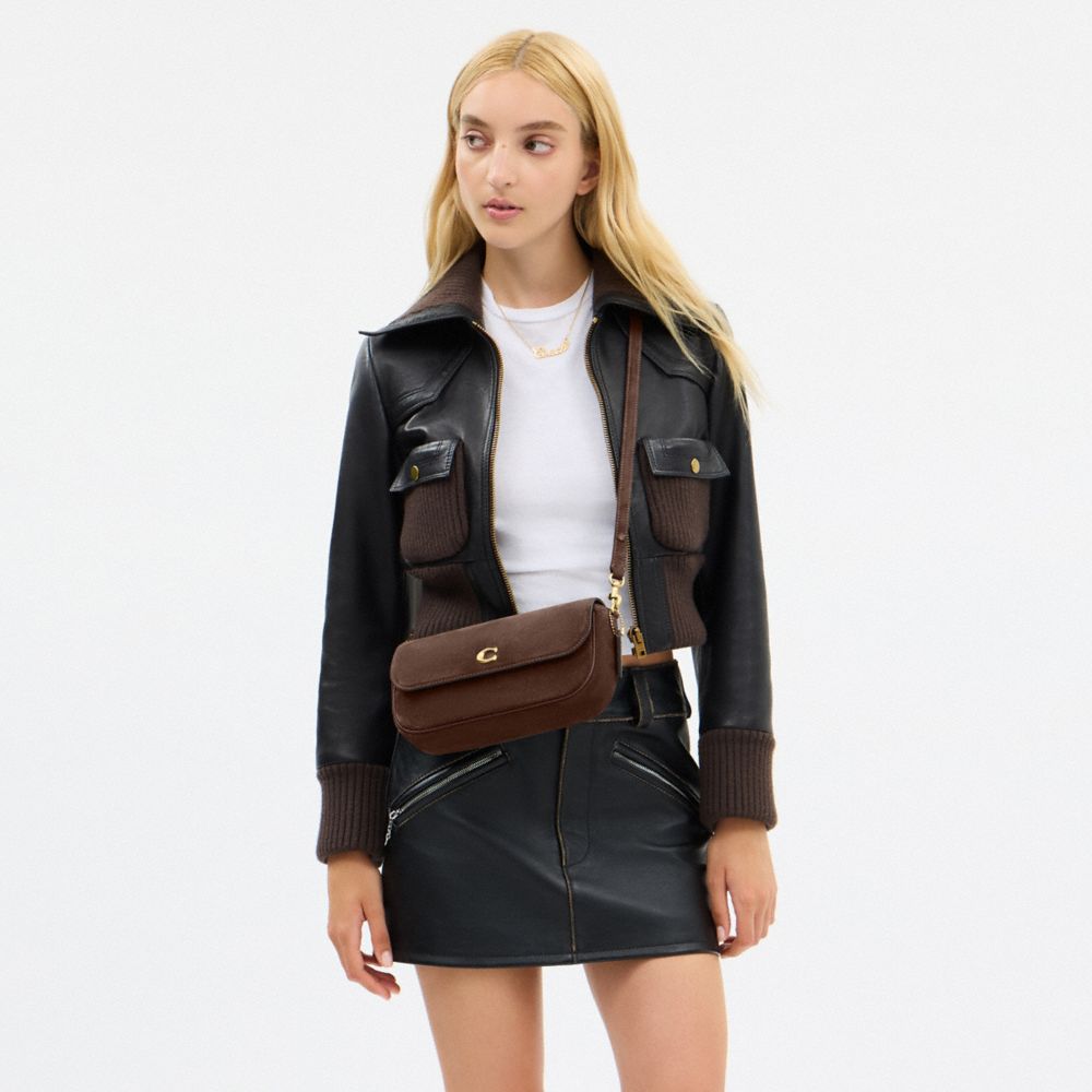 Coach Brook Flap Chain Bag Brass Dark Chocolate