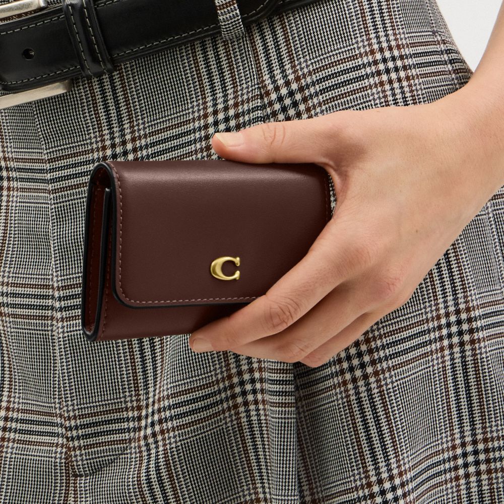 Coach Essential Flap Card Case Brass Maple