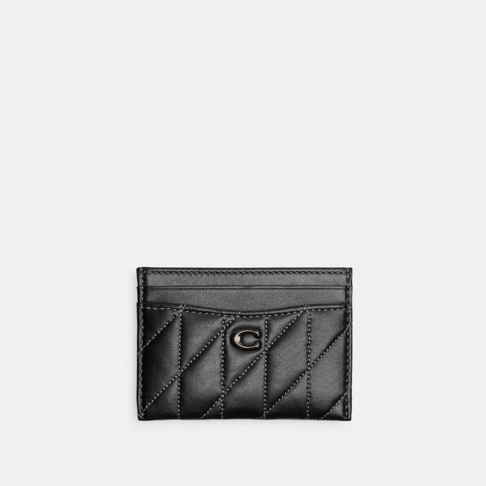 Coach Essential Card Case With Pillow Quilting Pewter Black