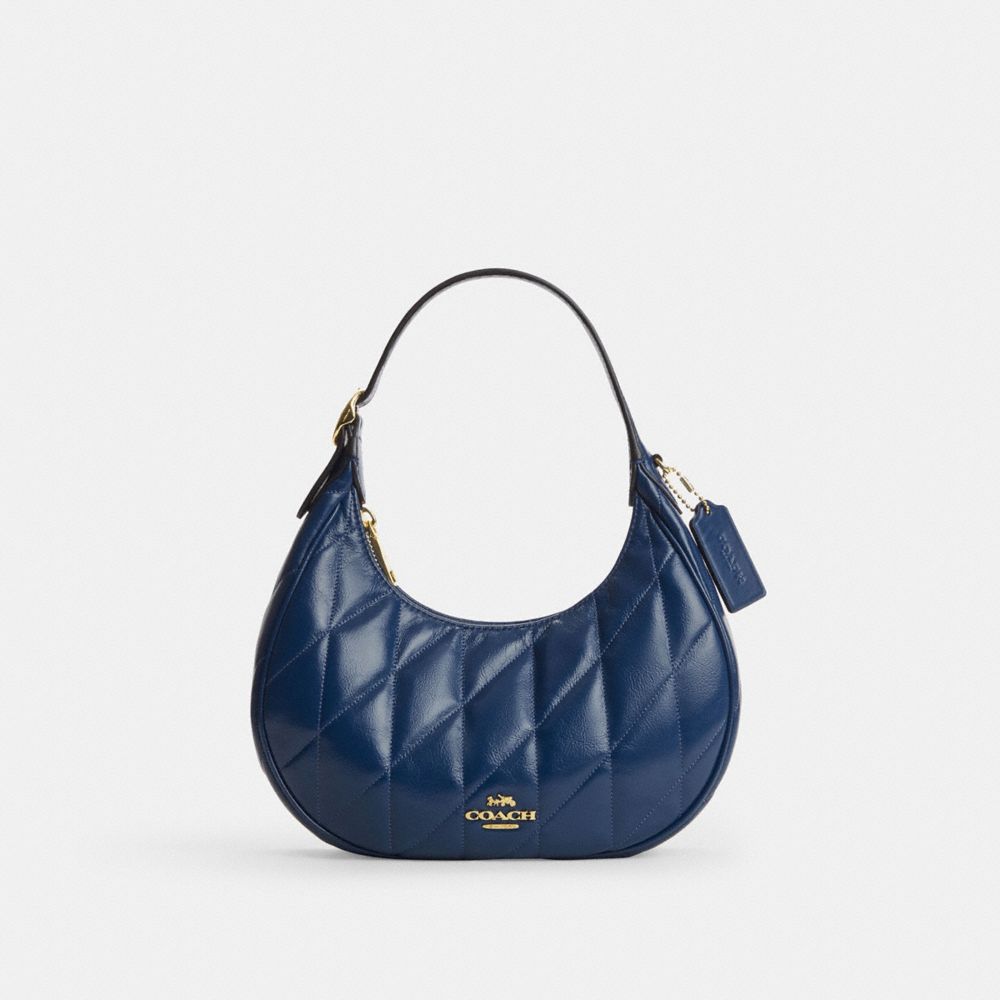 Coach Emily Shoulder Bag With Quilting Gold Deep Blue