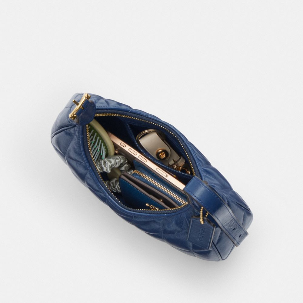 Coach Emily Shoulder Bag With Quilting Gold Deep Blue