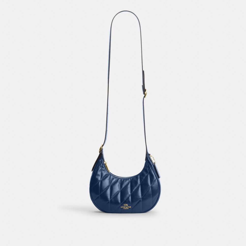 Coach Emily Shoulder Bag With Quilting Gold Deep Blue