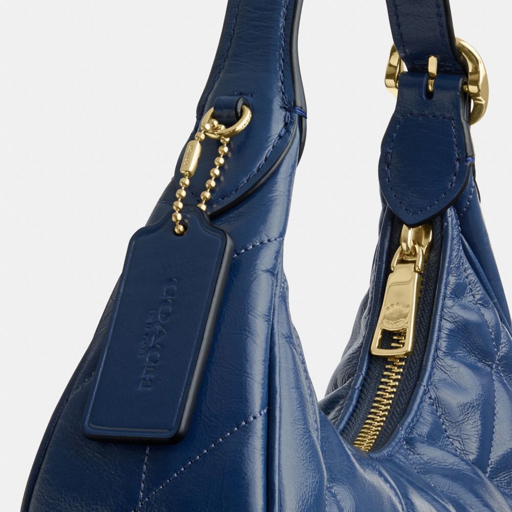 Coach Emily Shoulder Bag With Quilting Gold Deep Blue