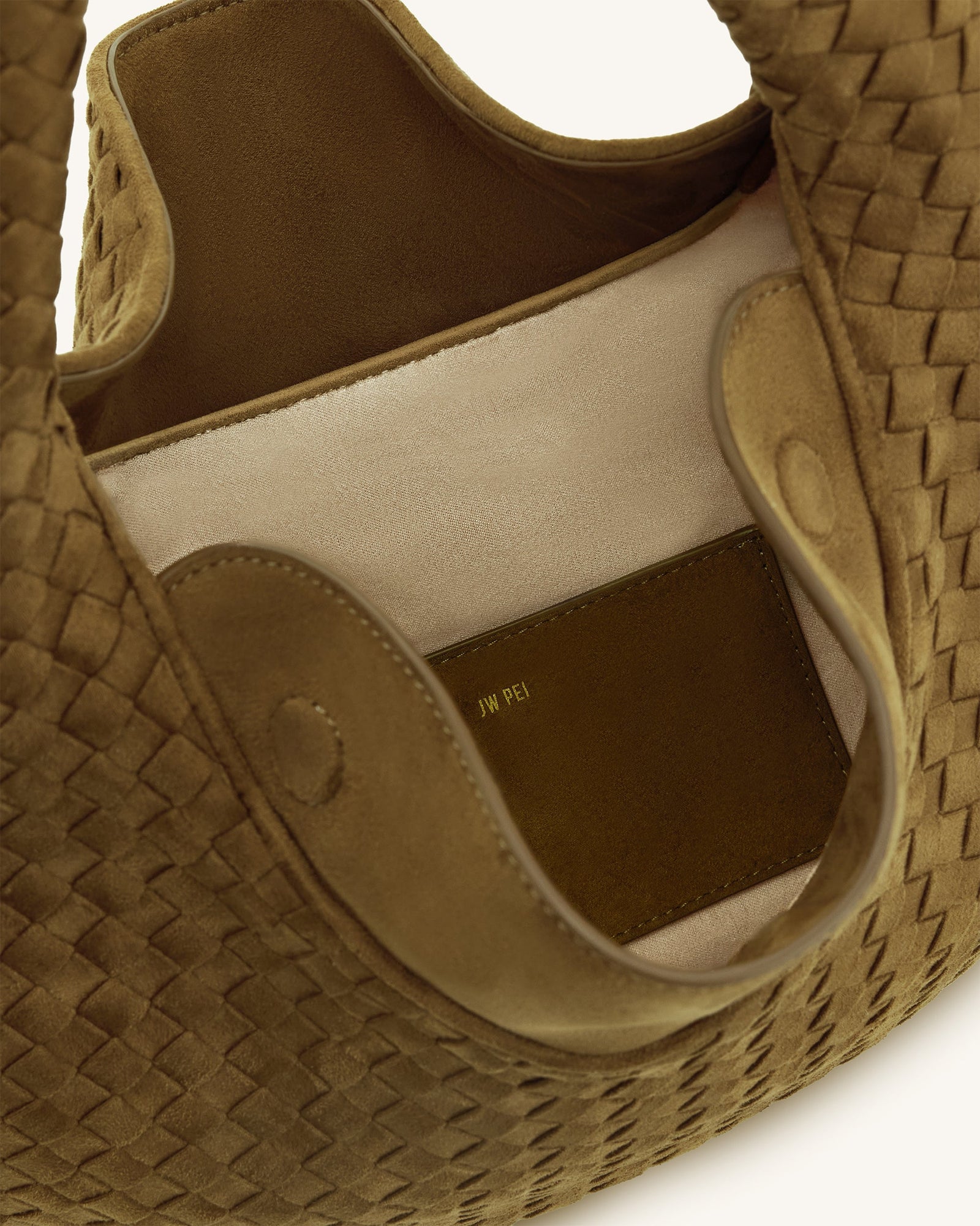 Jw Pei Nola Faux Suede Woven Hobo Shoulder Bag Olive Green