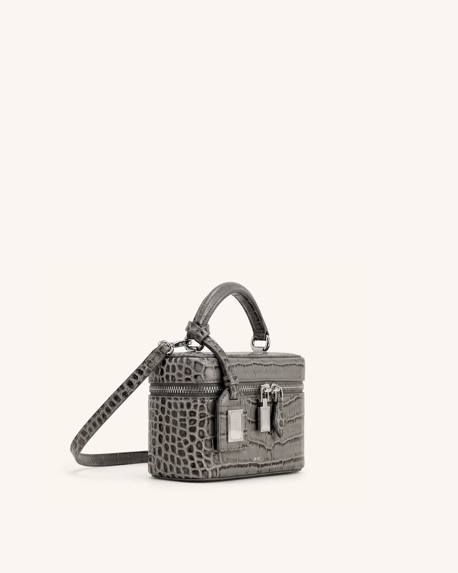 Jw Pei Cleo Box Shape Top Handle Bag Grey Croc