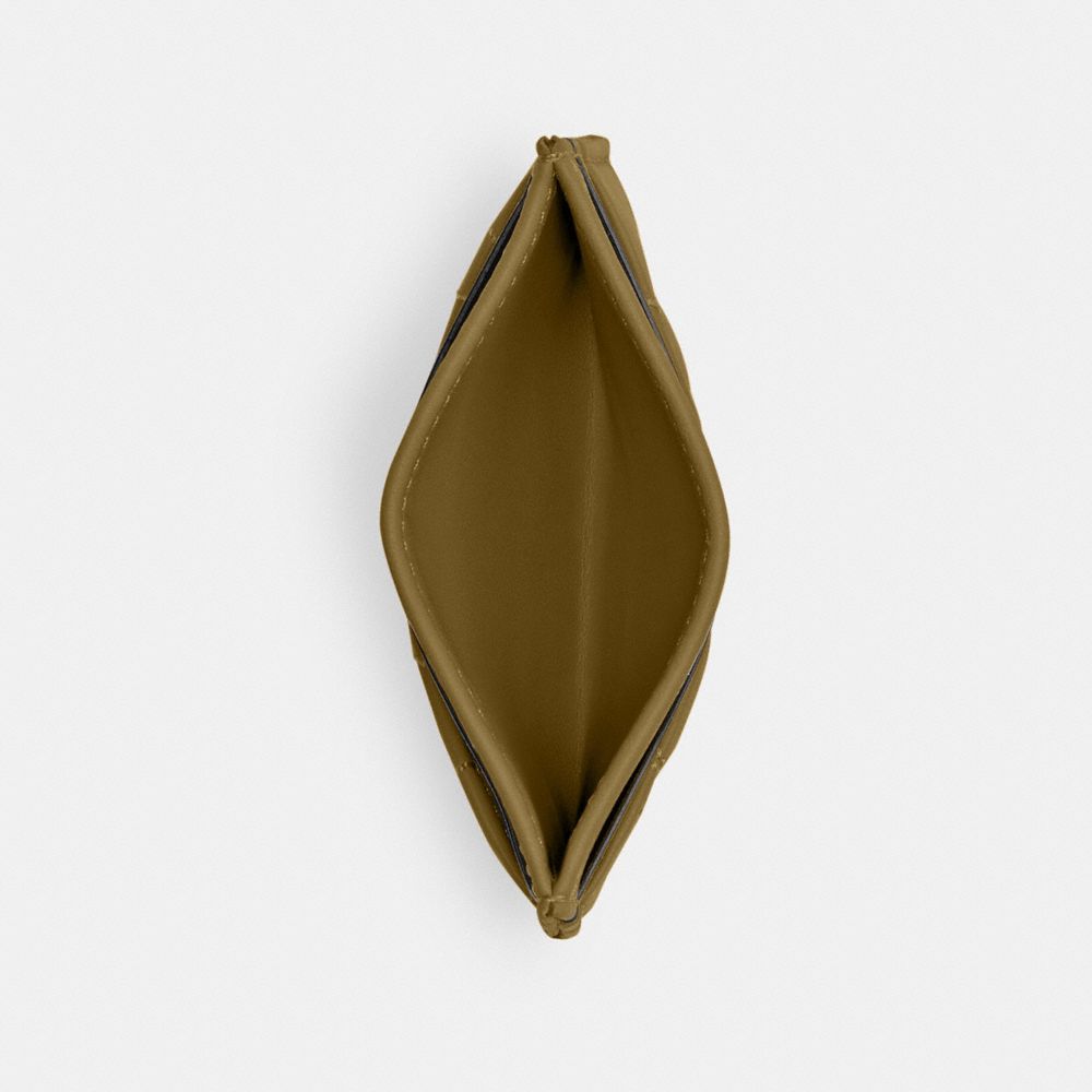 Coach Essential Card Case With Pillow Quilting Brass Muted Olive