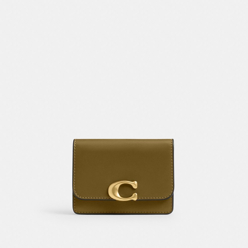 Coach Bandit Card Case Brass Muted Olive