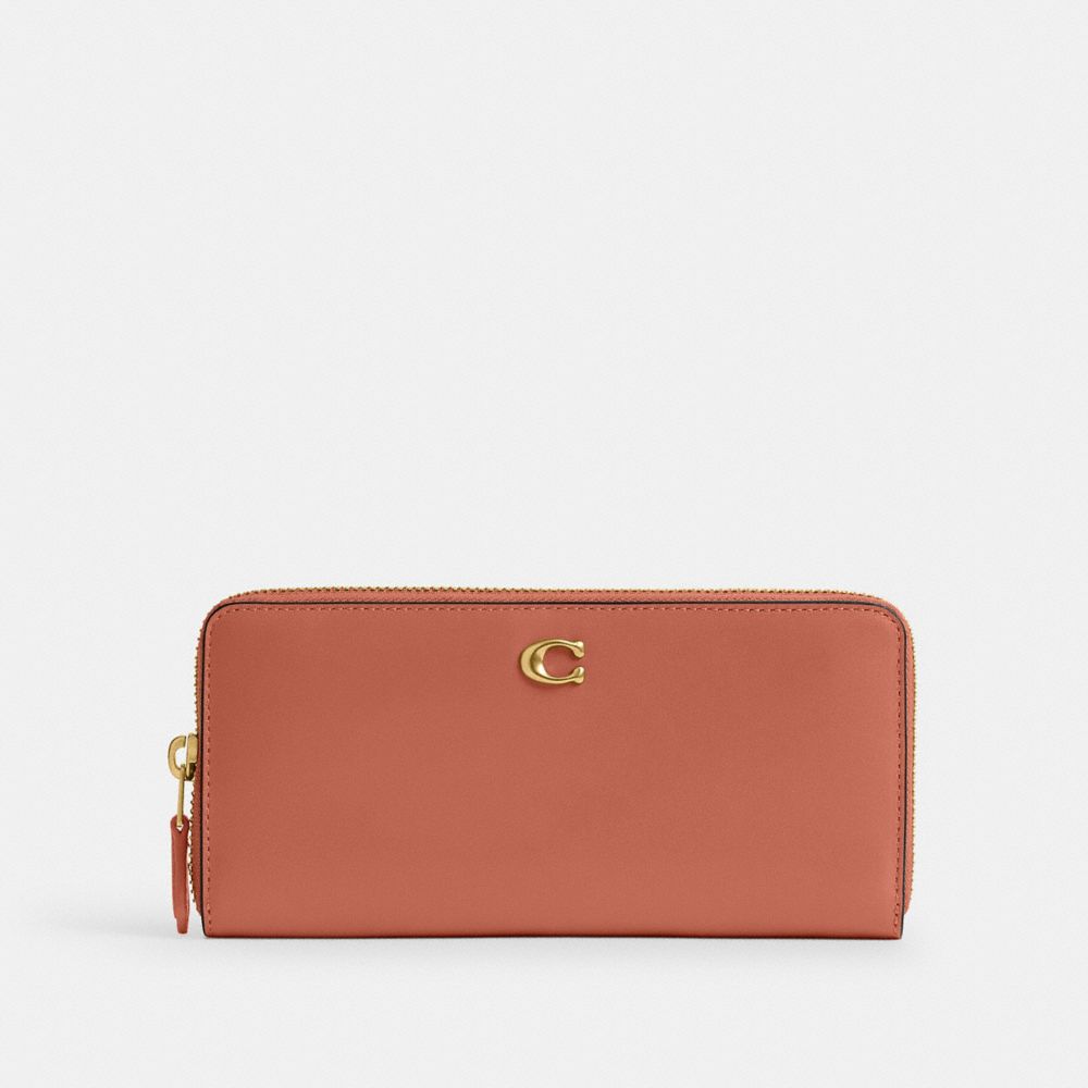 Coach Essential Slim Accordion Zip Wallet Brass Dark Peach