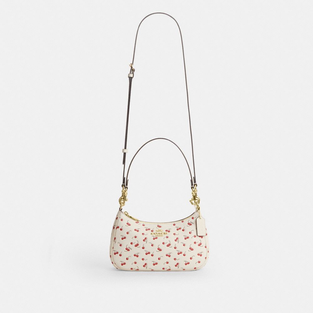 Coach Teri Shoulder Bag With Cherry Print Gold Chalk Multi