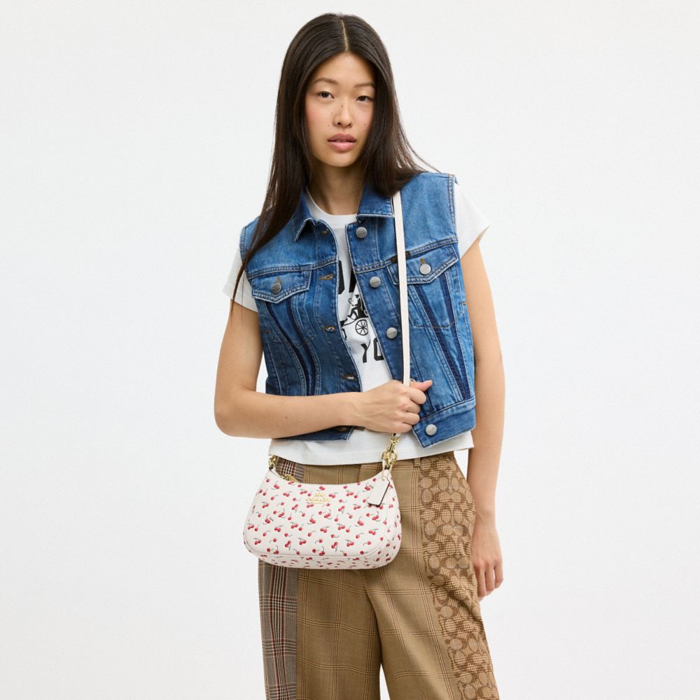 Coach Teri Shoulder Bag With Cherry Print Gold Chalk Multi