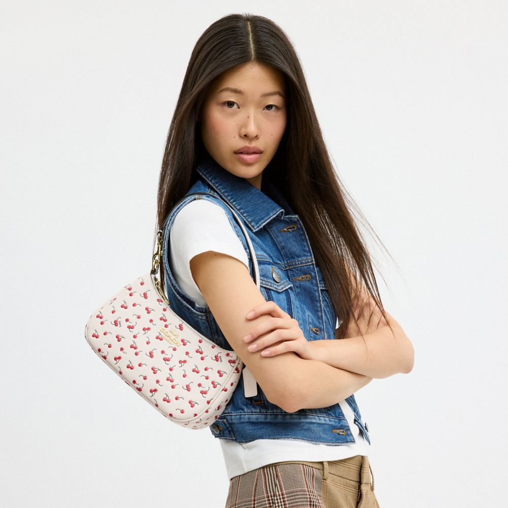 Coach Teri Shoulder Bag With Cherry Print Gold Chalk Multi