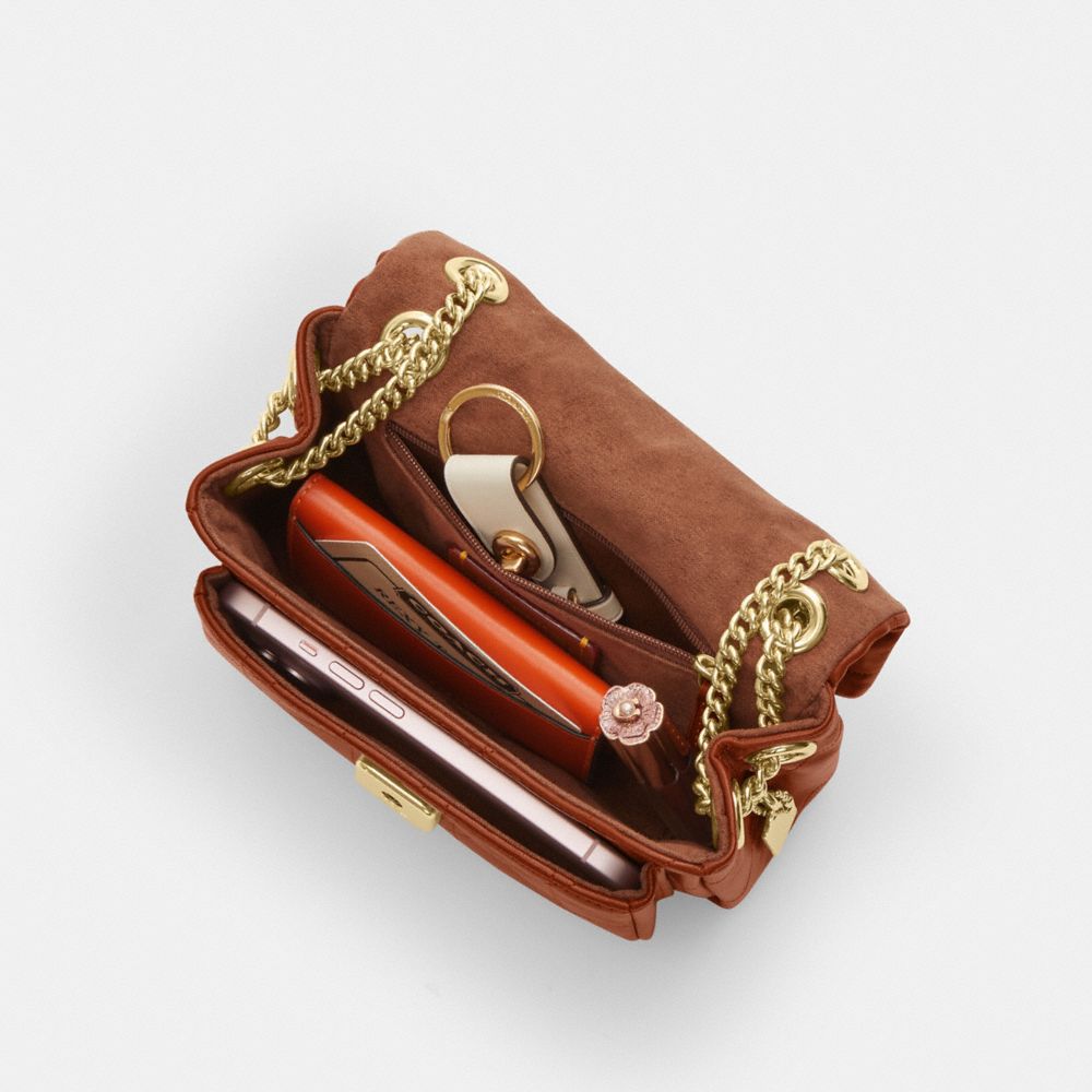 Coach Elodie Crossbody Bag 18 With Quilting Gold Cinnamon