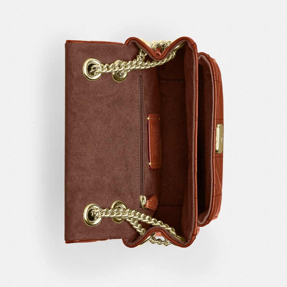Coach Elodie Crossbody Bag 18 With Quilting Gold Cinnamon