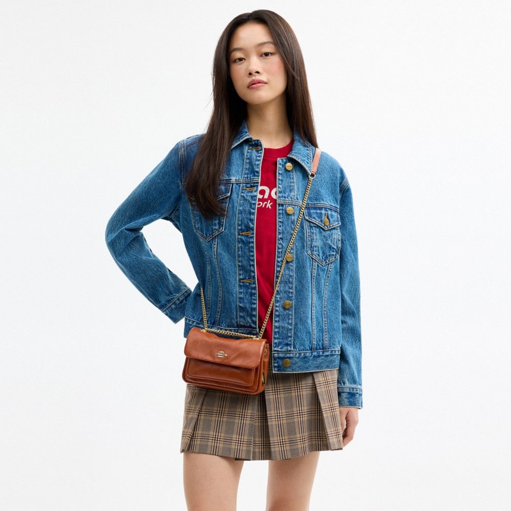 Coach Elodie Crossbody Bag 18 With Quilting Gold Cinnamon