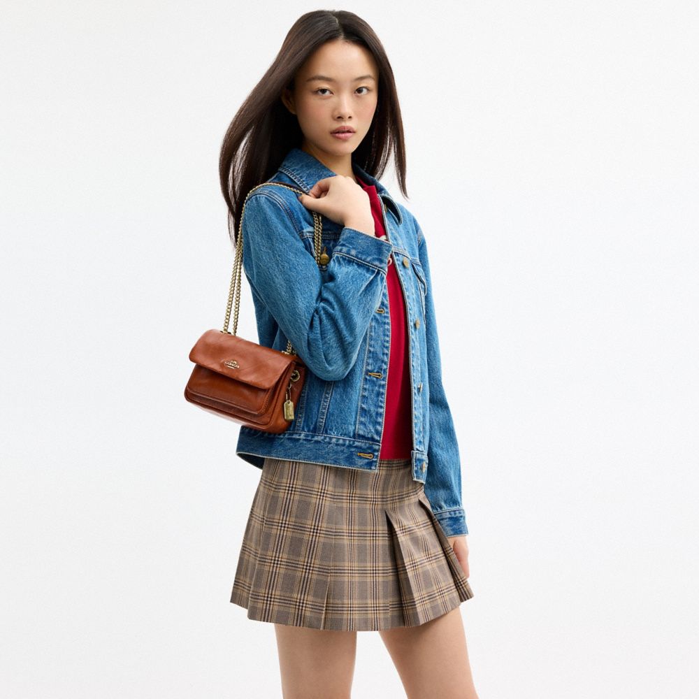 Coach Elodie Crossbody Bag 18 With Quilting Gold Cinnamon