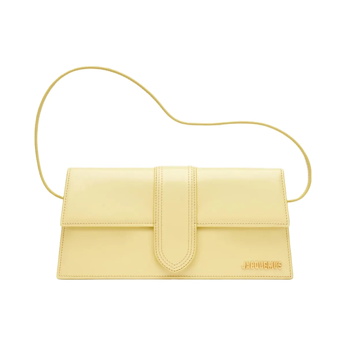 Jacquemus The Long Bambino Glazed Leather Structured Shoulder Bag Pale Yellow