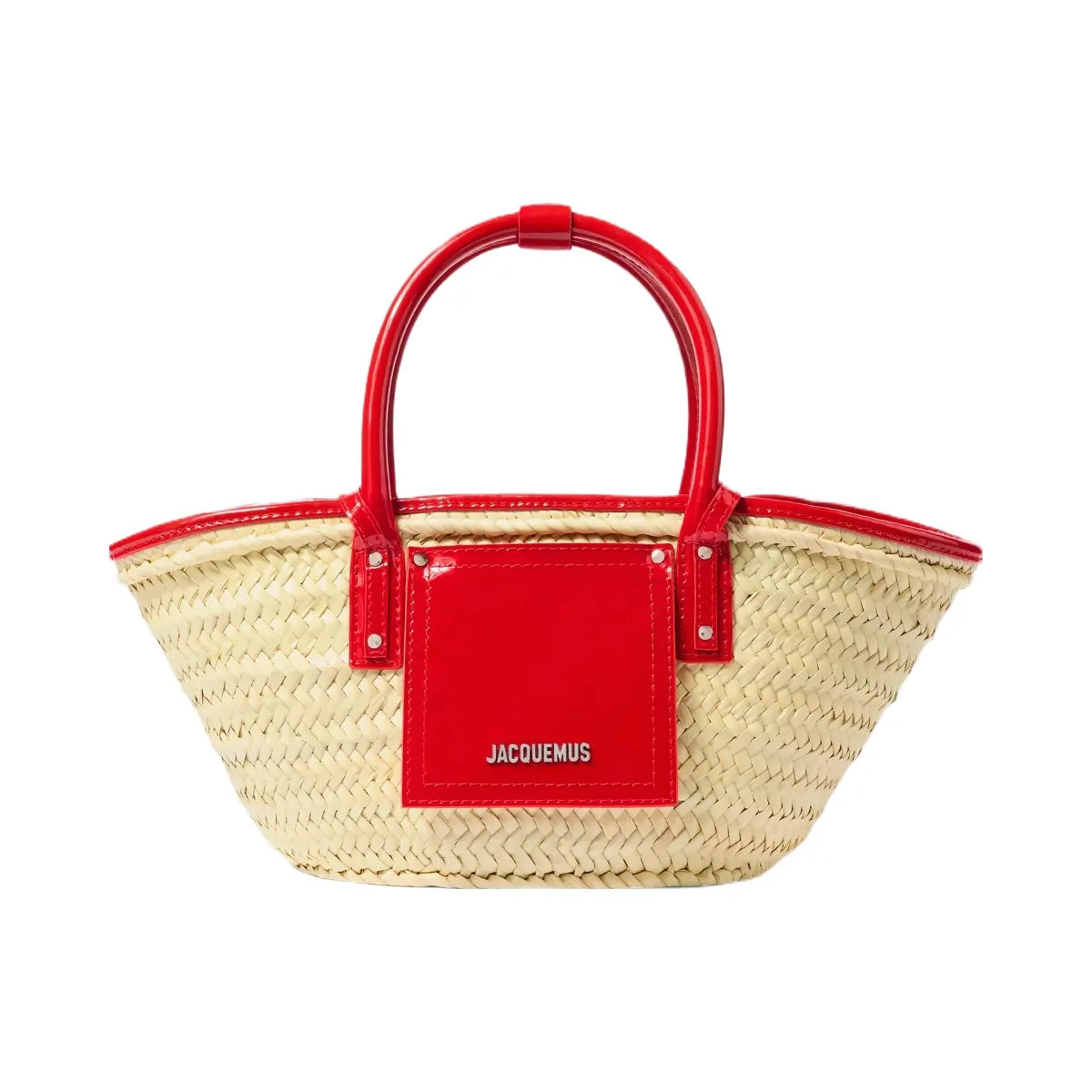 Jacquemus The Small Soli Basket Handwoven Basket Bag With Spazzolato Leather Details Red