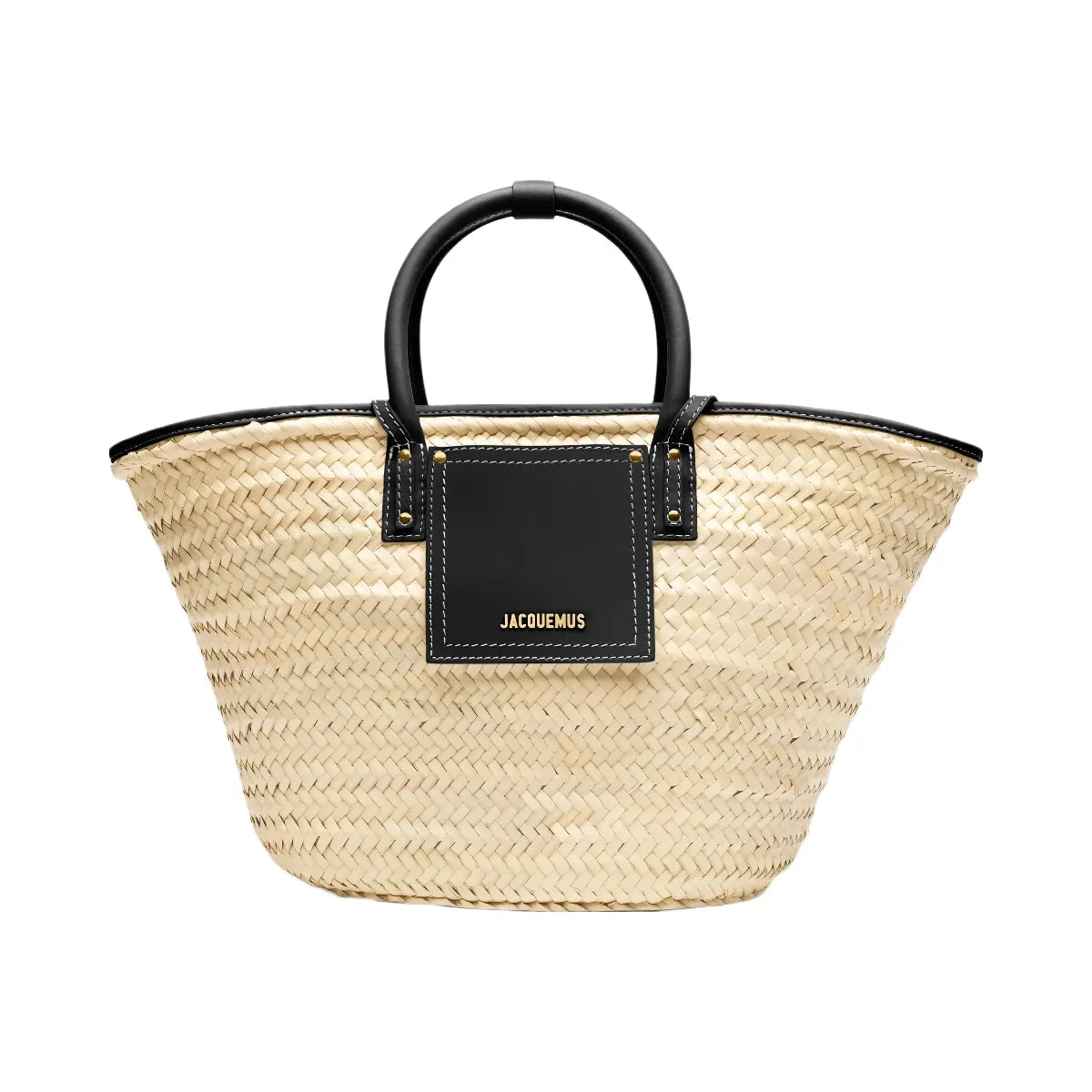 Jacquemus The Soli Basket Handwoven Basket Bag With Smooth Leather Details Black