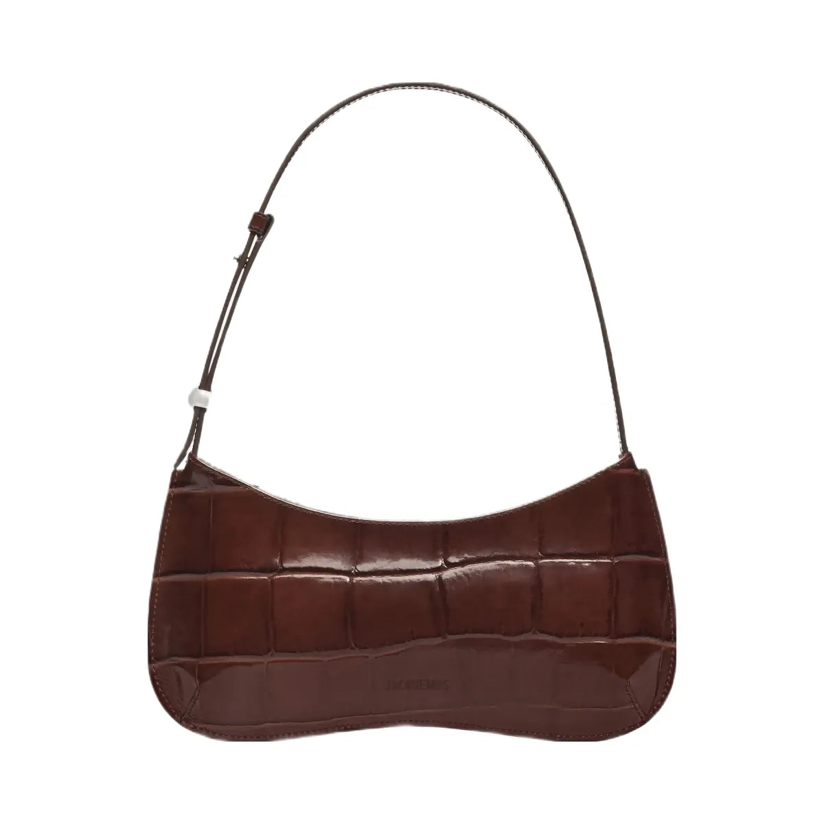 Jacquemus The Bisou Structured Handbag In Crocodile-Embossed Leather Midnight Brown