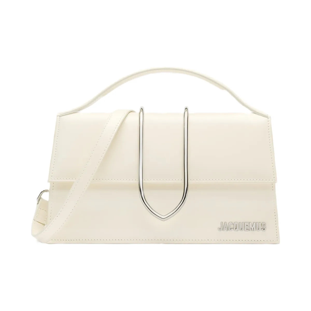Jacquemus The Large Bambino Structured Shoulder-Bag In Brushed, Shiny Calf Leather Light Ivory