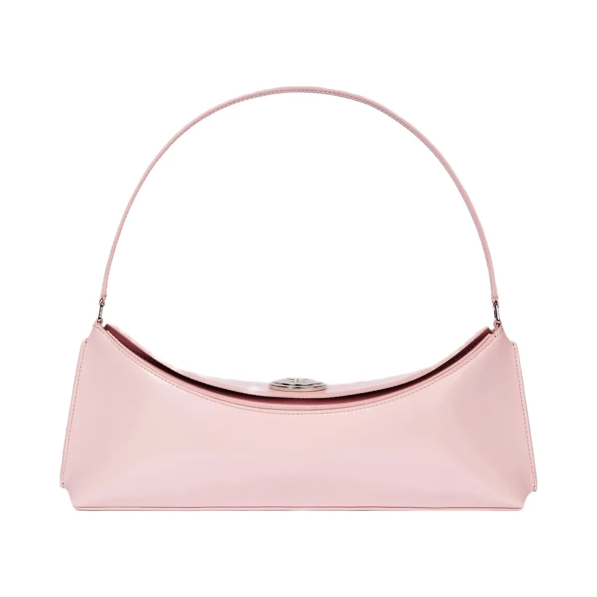Jacquemus The Ovalo Clutch Shoulder Bag In Glazed Leather Pale Pink