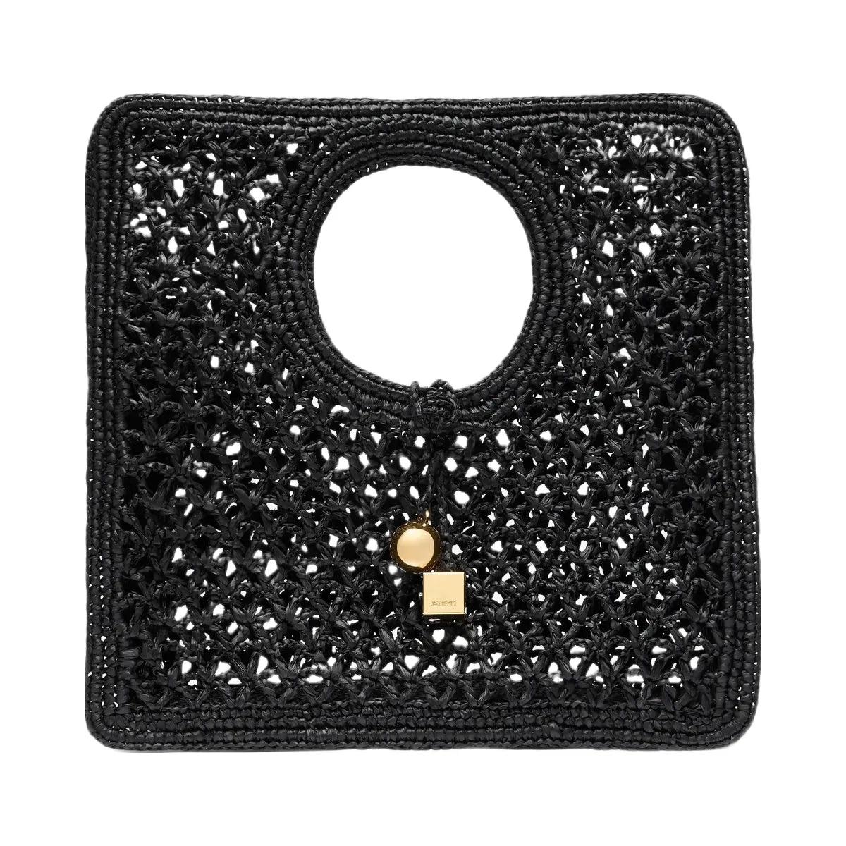 Jacquemus The Spiaggia Small Square Bag Small Square Raffia Bag Black