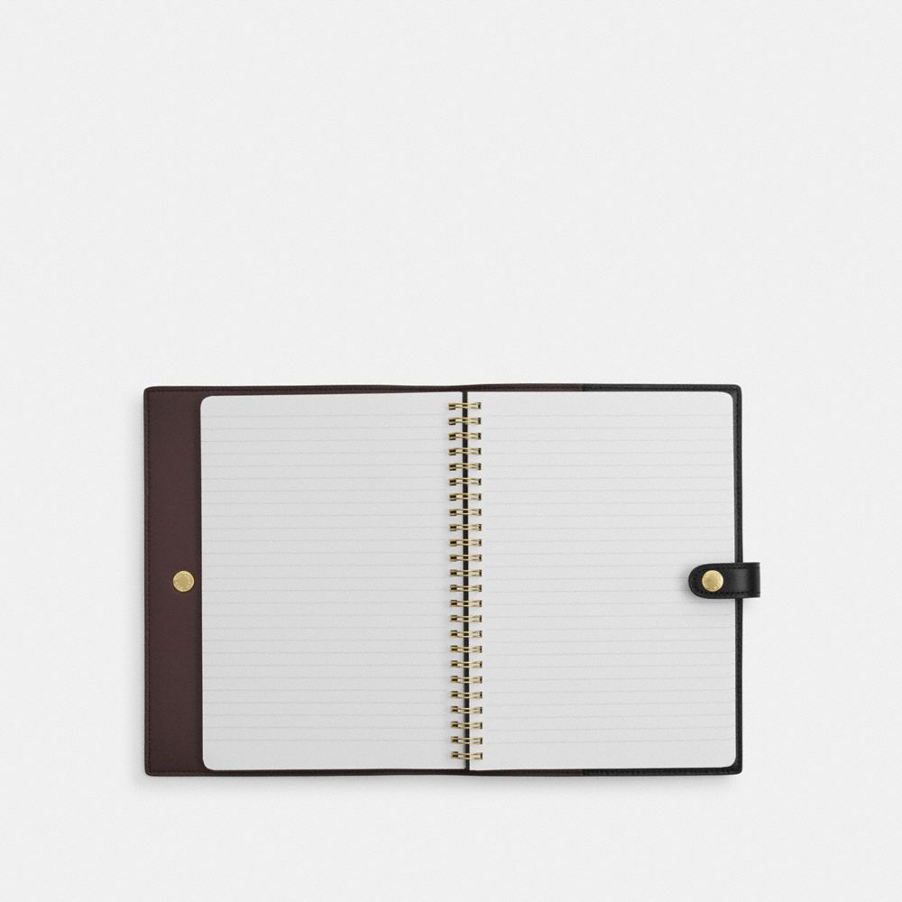 Coach Notebook In Signature Canvas Gold Walnut Black