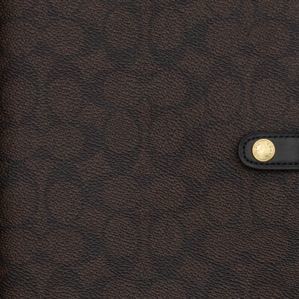 Coach Notebook In Signature Canvas Gold Walnut Black