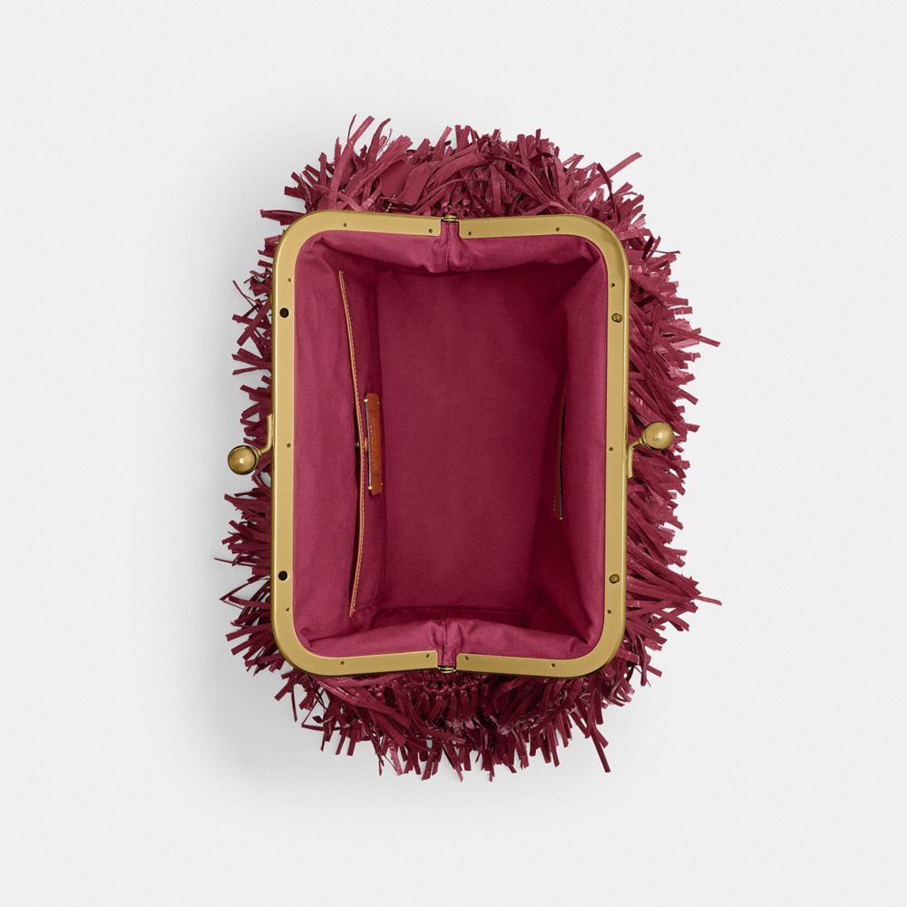 Coach Kisslock Frame Bag 27 Brass Dark Fuchsia