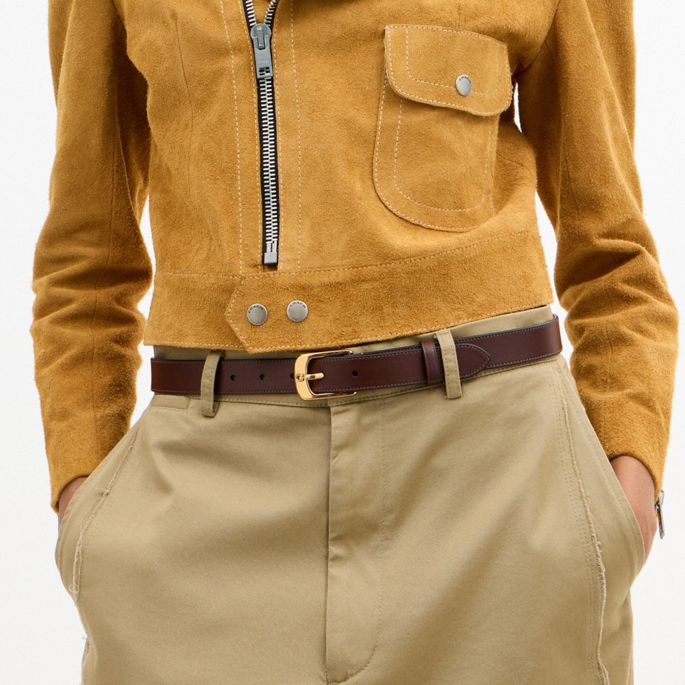 Coach C Harness Buckle Belt, 25 Mm Gold Maple