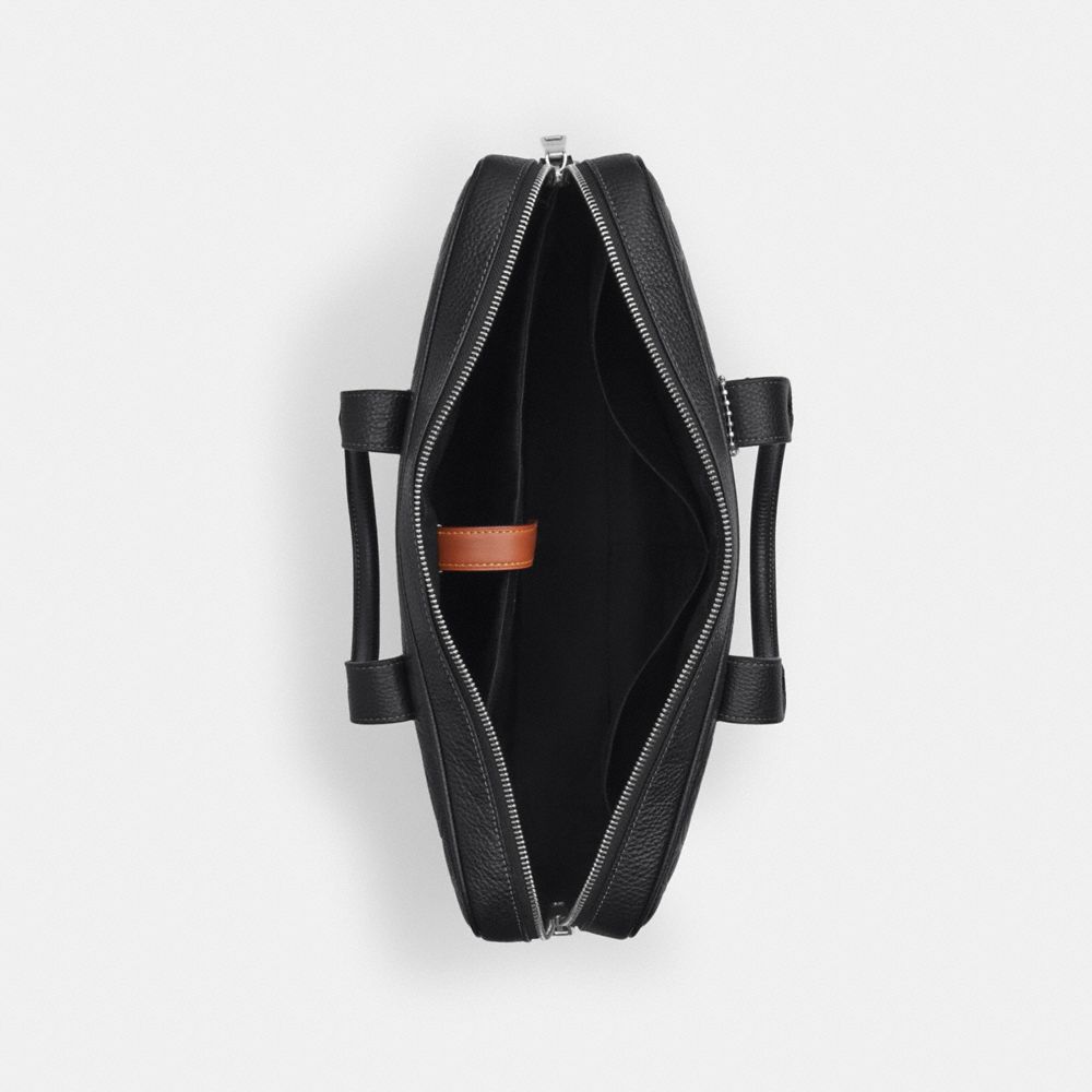 Coach Austin Brief In Signature Leather Silver Black