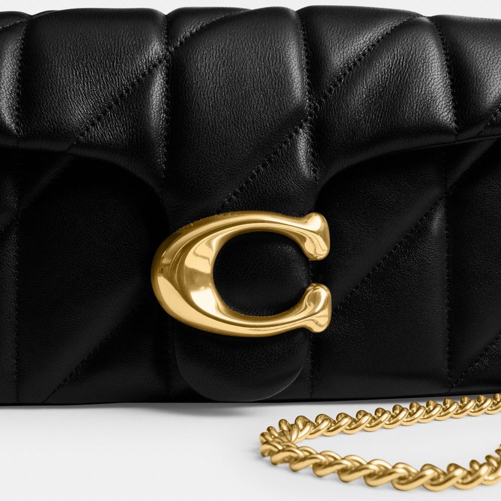Coach Tabby Chain Crossbody Bag 19 With Quilting Brass Black