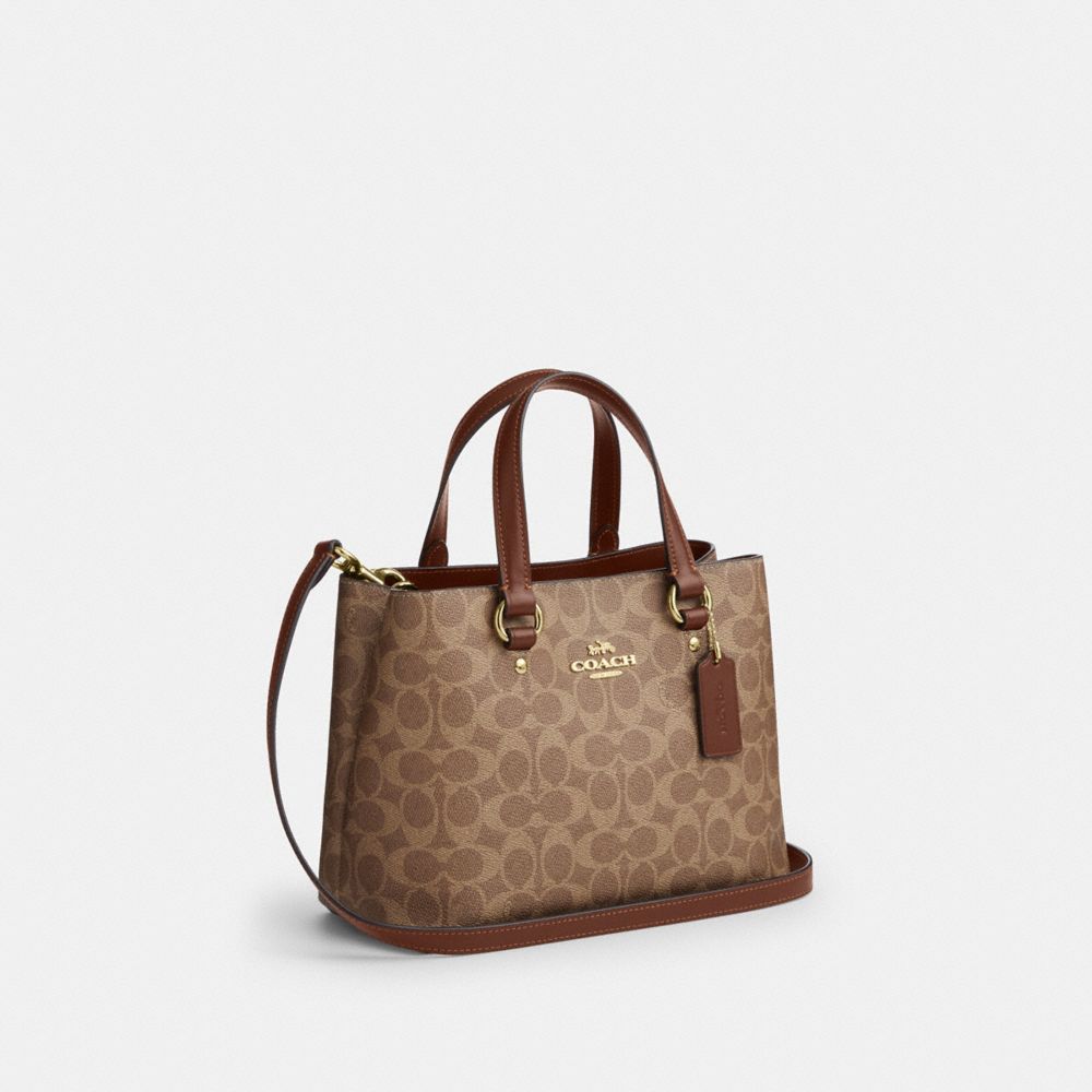 Coach Station Carryall Bag In Signature Canvas Gold Tan Brown