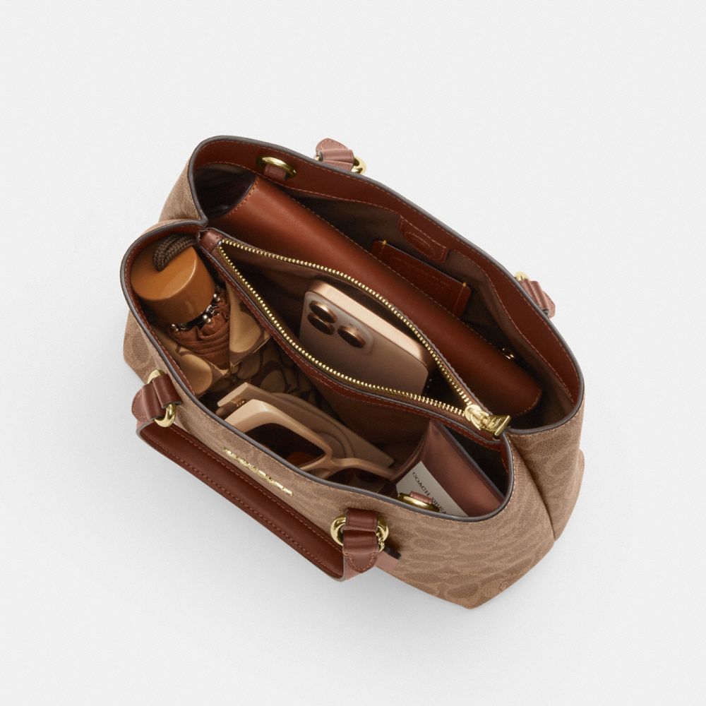 Coach Station Carryall Bag In Signature Canvas Gold Tan Brown