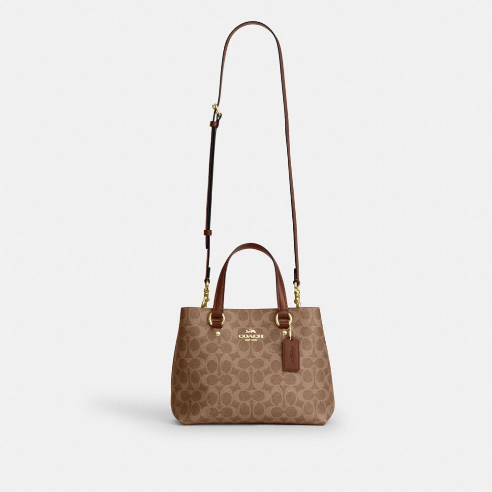 Coach Station Carryall Bag In Signature Canvas Gold Tan Brown
