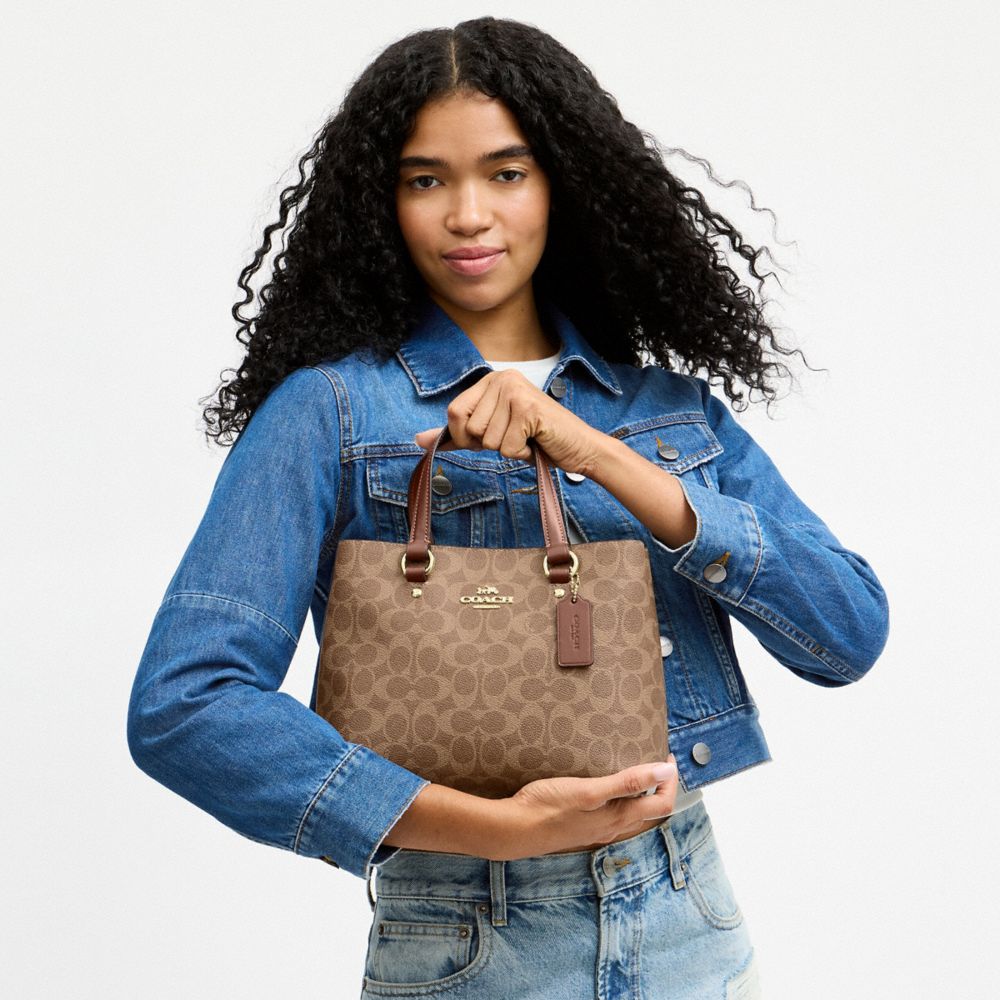 Coach Station Carryall Bag In Signature Canvas Gold Tan Brown