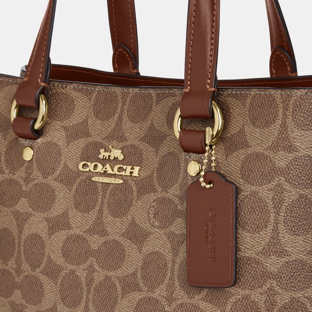 Coach Station Carryall Bag In Signature Canvas Gold Tan Brown