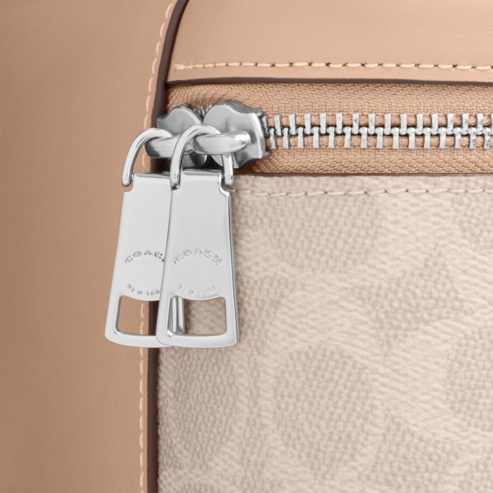 Coach Rainer Crossbody Bag 18 In Signature Canvas Silver Sand Taupe