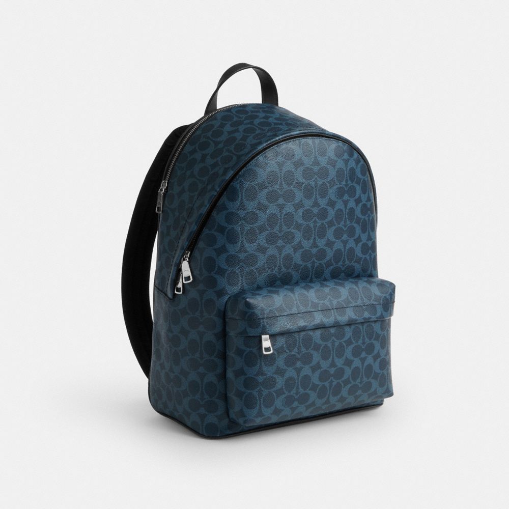 Coach Taylor Backpack In Signature Canvas Silver Ink Blue