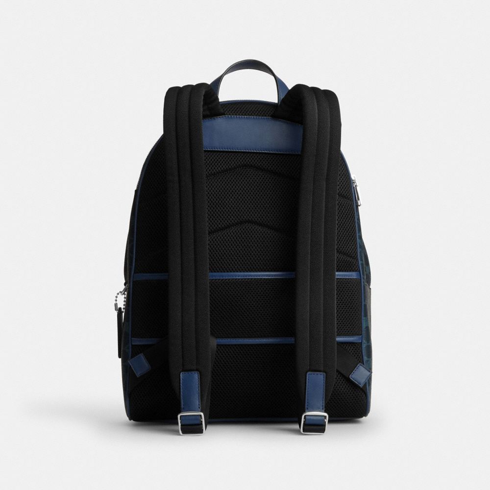 Coach Taylor Backpack In Signature Canvas Silver Ink Blue