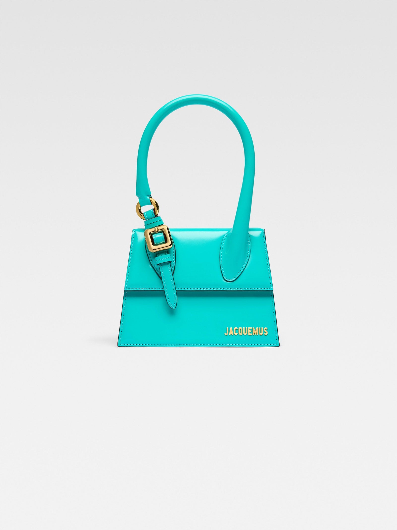 Jacquemus The Medium Chiquito With Buckle Signature Buckled Handbag Turquoise