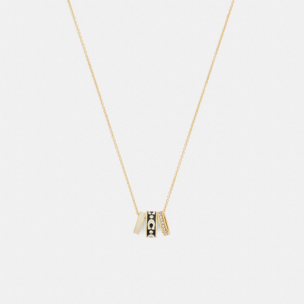 Coach Repeated C Rondelle Necklace Gold Black